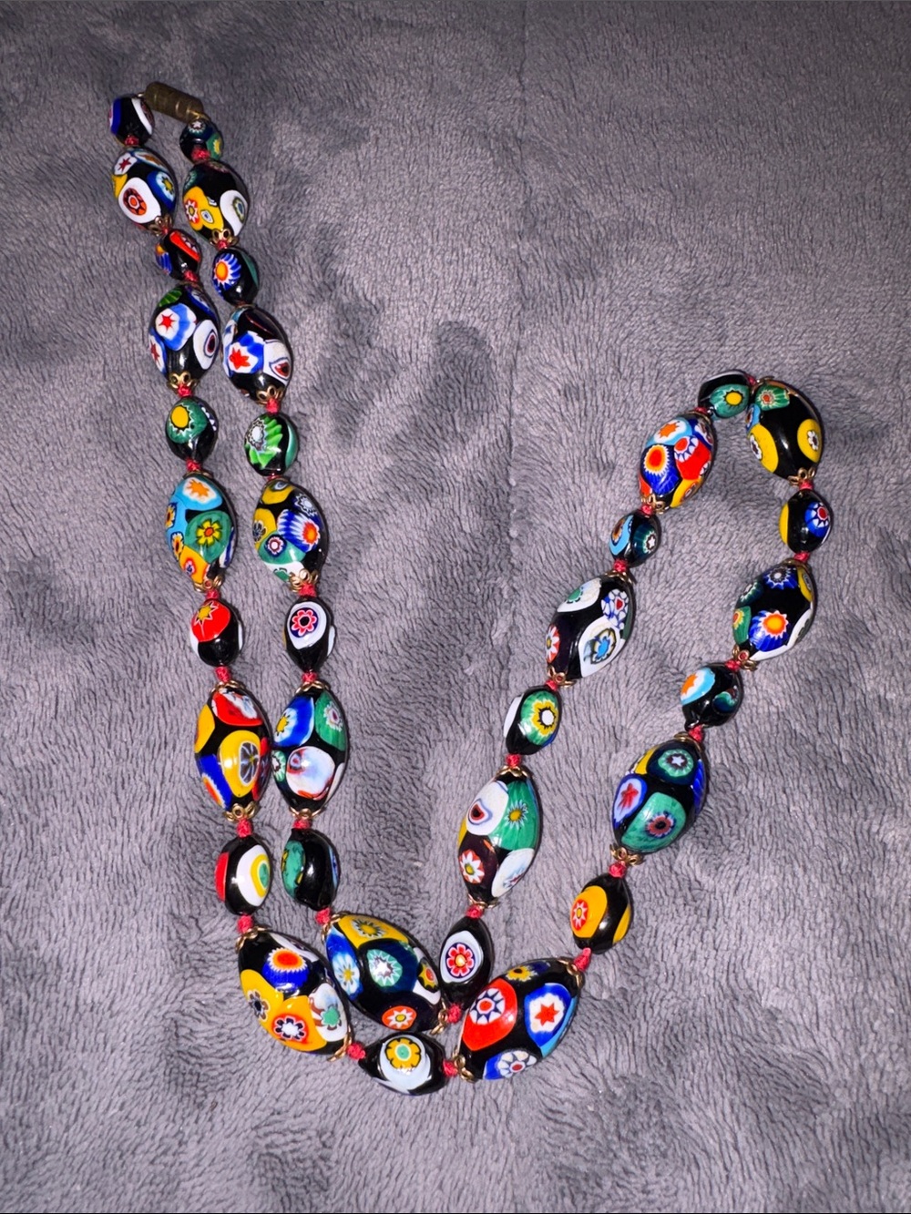 Vintage Venetian Murano Millefiori Glass Bead Necklace